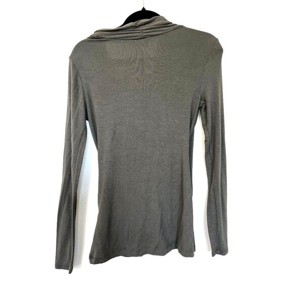 Banana Republic Olive Green Long Sleeve Deep V-Neck Faux Wrap Sweater S - Picture 3 of 13
